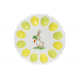 Тарелка для 12 яиц керамическая зайчик с морковкой 31,5 см BonaDi 733-324