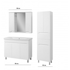 Комплект мебели для ванной комнаты Пектораль 90 с умывальником Комо 90 + пенал Симетри 50 с корзиной Черновцы