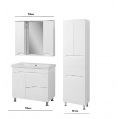 Комплект мебели для ванной комнаты Симетри 90 с умывальником Sava 90 + пенал Симетри 50 с корзиной Ровно
