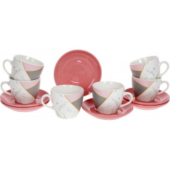 Кофейный набор на 6 персон 240мл Pink-Gray Marble Bona DP118087 Полтава
