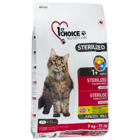Сухой корм 1st Choice Sterilized Chicken для кастрированных котов 5 кг (65672266055)
