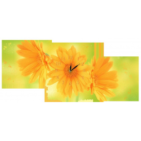 Настенные часы Декор Карпаты s27T Летние цветы Зеленый/Желтый (jAbN12716)