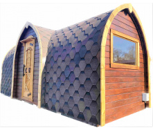 Мобільна лазня 6 метрів у стилі Вікінг з душем та кімнатою відпочинку під ключ Outdoor Sauna Viking