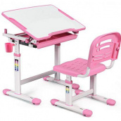 Детская парта столик+стульчик растущий набор Evo-kids Evo-06 Grey розовый для девочки