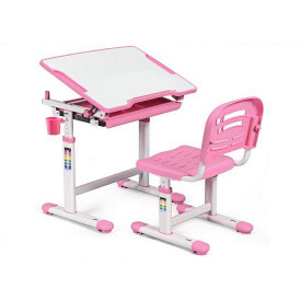 Детская парта столик+стульчик растущий набор Evo-kids Evo-06 Grey розовый для девочки