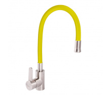 Змішувач для кухні ZERIX LR74004-4 з жовтим гнучким виливом (LL1477)