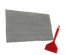 Набор антипригарный коврик-сетка для BBQ и гриля и Лопатка с антипригарным покрытием Красная (n-1203)