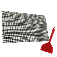 Набір антипригарний килимок-сітка для BBQ та грилю та Лопатка з антипригарним покриттям Червона (n-1203) Тернопіль