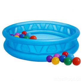 Детский надувной бассейн Intex 58431-2 Летающая тарелка 188 х 46 см с шариками 10 шт подстилкой и насосом