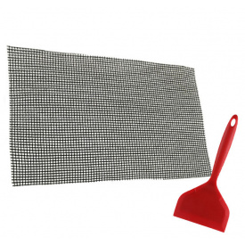 Набір антипригарний килимок-сітка для BBQ та грилю та Лопатка з антипригарним покриттям Червона (n-1203)