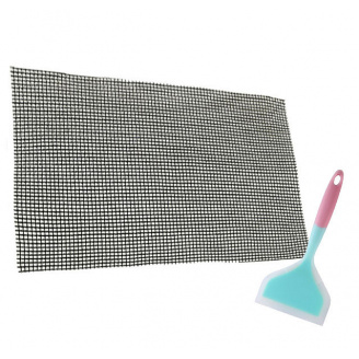 Набір антипригарний килимок-сітка для BBQ та гриля 40х33 см та Лопатка з антипригарним покриттям (vol-1201)