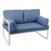 Мягкий диван-лофт Мирабель двухместный 130х75 см голубой на белом металлокаркасе