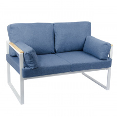 Мягкий диван-лофт Мирабель двухместный 130х75 см голубой на белом металлокаркасе Хмельницкий