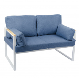 М'який диван-лофт Мірабель двомісний 130х75 см блакитний на білому металокаркасі