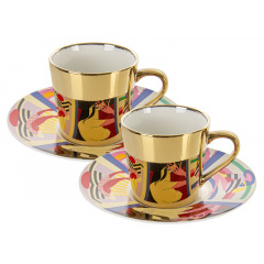 Чайно-кофейный фарфоровый набор Lefard Cubisme на 2 персоны 250 мл Золотистый AL120343 Винница