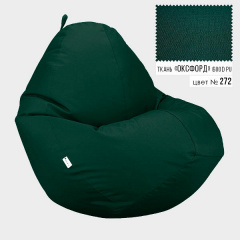 Бескаркасное кресло мешок груша Овал Coolki XL 85x105 Темно-Зеленый (Оксфорд 600D PU) Бучач