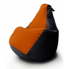 Кресло мешок Груша Coolki комби XL 85x105 Черный с Оранжевым 06 Оксфорд 600D