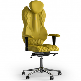 Кресло KULIK SYSTEM GRAND Экокожа с подголовником со строчкой Желтый (4-901-WS-MC-0211)