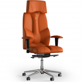 Кресло KULIK SYSTEM BUSINESS Экокожа с подголовником без строчки Оранжевый (6-901-BS-MC-0210)