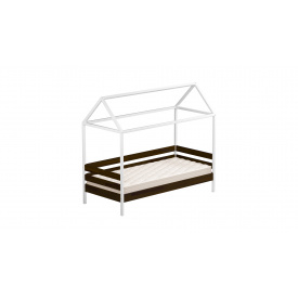 Ліжко дерев'яне Аммі 80х190 Білий+Темний горіх Щит Л4