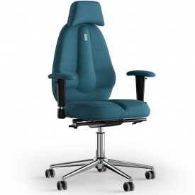 Кресло KULIK SYSTEM CLASSIC Ткань с подголовником без строчки Джинсовый (12-901-BS-MC-0511)