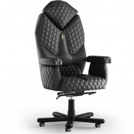Кресло KULIK SYSTEM DIAMOND Кожа с подголовником со строчкой Черный (1-901-WS-MC-0101)