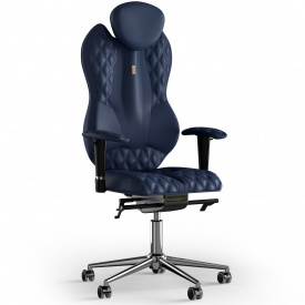 Кресло KULIK SYSTEM GRAND Экокожа с подголовником со строчкой Темно-синий (4-901-WS-MC-0213)