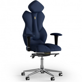 Кресло KULIK SYSTEM ROYAL Экокожа с подголовником без строчки Темно-синий (5-901-BS-MC-0213)