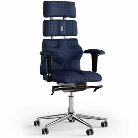 Кресло KULIK SYSTEM PYRAMID Экокожа с подголовником со строчкой Темно-синий (9-901-WS-MC-0213)
