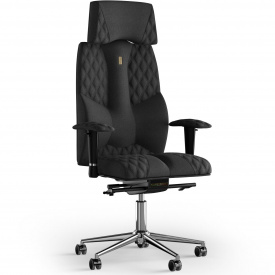 Кресло KULIK SYSTEM BUSINESS Ткань с подголовником со строчкой Черный (6-901-WS-MC-0507)