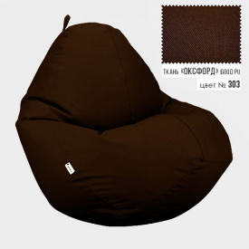 Бескаркасное кресло мешок груша Овал Coolki XXXL 100x140 Темно-Коричневый (Оксфорд 600D PU)