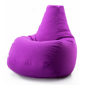 Безкаркасне крісло мішок груша Coolki Рогожка XXL 130x90 фіолетовий