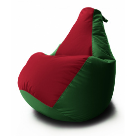 Кресло мешок Груша Coolki комби XXL 90x130 Зеленый с Красным 05 Оксфорд 600D