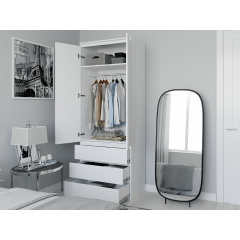 Шкаф со штангой для одежды Moreli T-211 2100x800x500 Белый Чернигов