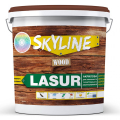 Лазурь декоративно-защитная для обработки дерева SkyLine LASUR Wood Махагон 10л Ромни