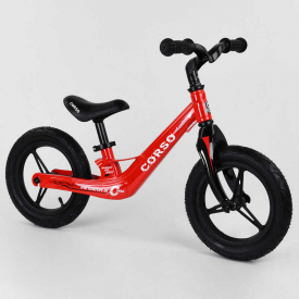 Велобег детский с надувными колёсами, магниевой рамой и магниевым рулем Corso Red/Black (66650)