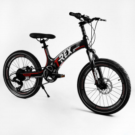 Детский спортивный велосипед CORSO T-REX 20 магниевая рама дисковые тормоза Black and red (106977)
