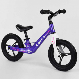Велобег детский с надувными колёсами, магниевой рамой и магниевым рулем Corso Purple/White (22709)