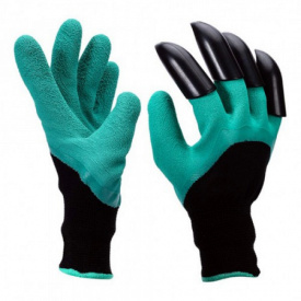 Садовые перчатки Garden Genie Gloves с когтями Черно-бирюзовые (258528)