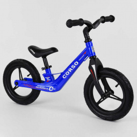 Велобег детский с надувными колёсами, магниевой рамой и магниевым рулем Corso Blue (39182)