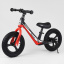 Велобег детский с надувными колёсами, магниевой рамой и магниевыми дисками + подножка Corso Black/Red (99982) Ровно