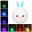 Силиконовый детский ночник Зайчик Dream Light - Bunny аккумуляторный, LED RGB 7 режимов свечения, мягкий светильник игрушка Белый с синим Чернігів