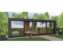 Модульная баня 9,4х2,4м House Chalet Sauna с раздвижными панорамными окнами
