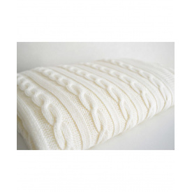 Плед із натуральної вовни (50%) на ліжко Прованс SOFT коси Молочний 220х240 см