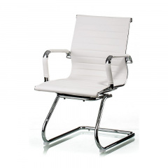 Офісне крісло для відвідувачів Solano Special4You білий кожзам на хром опорі полозах Чорноморськ