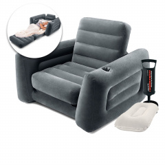 Надувне крісло Intex 66551-2, 224 х 117 х 66 см, з ручним насосом та подушкою, чорне Черкаси