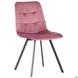 М'який стілець Harlem на чорних ніжках сидіння велюр рожевий антик