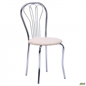 Кухоний стілець Ванесса ніжки-хром сидіння бежевий шкірозамінник