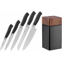 Набор ножей 6 предметов Ardesto Black Mars с деревянной подставкой AR2020SW Днепр