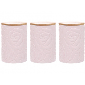 Банки Lefard Porcelain Rose Pink 3 шт 500 мл Розовый (AL186529)